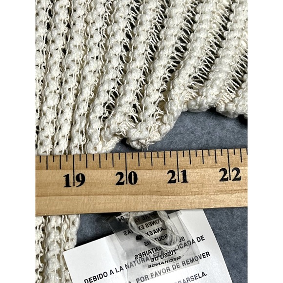 Jones New York linen white 3/4 sleeve open knit shawl sweater size medium - Picture 7 of 9